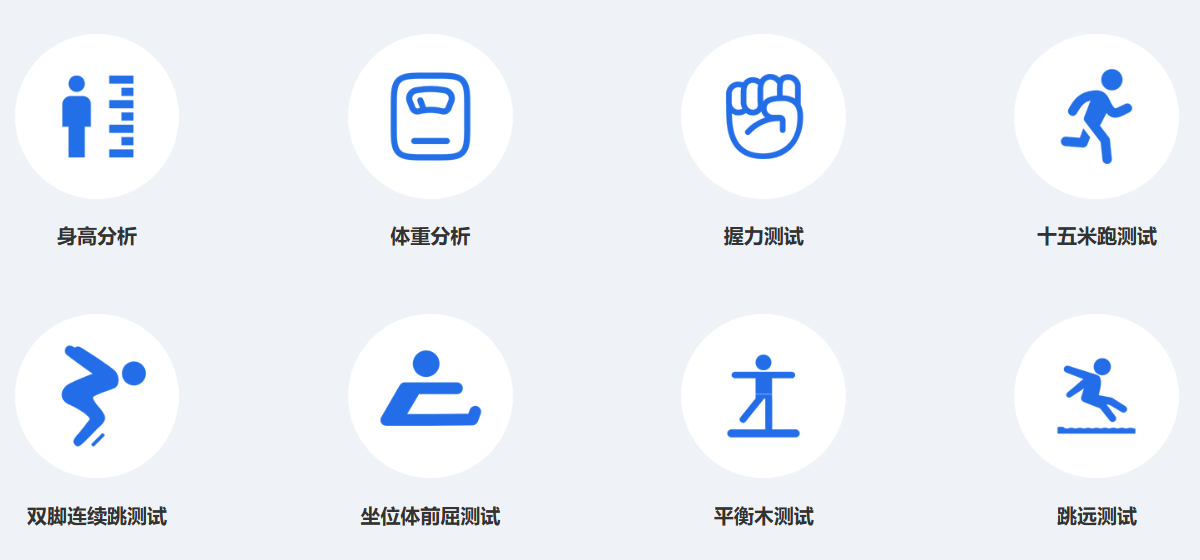 涵盖《国家学生体质健康标准》幼儿体测全部测试项目