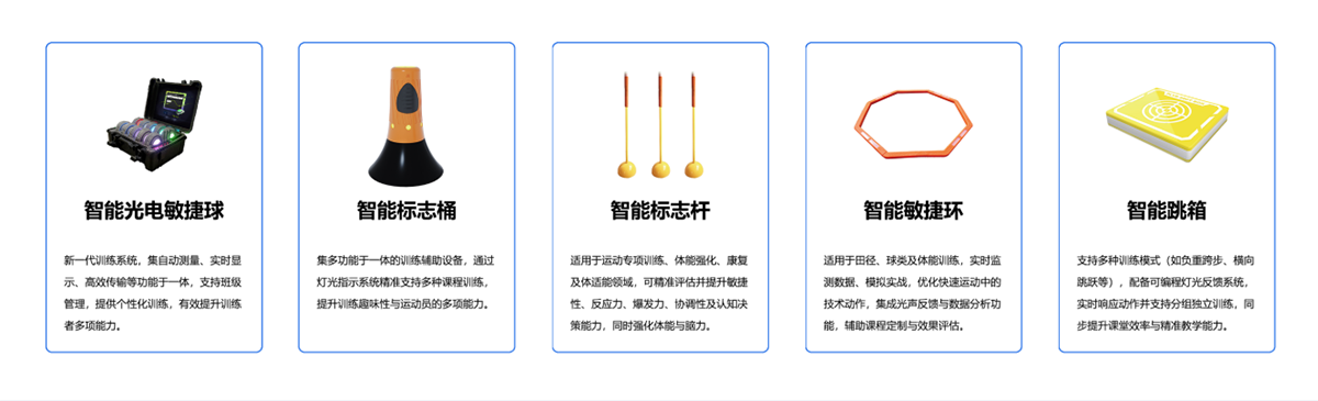 同类型智慧教具 数字化矩阵 通过多样化智慧教具，解决中小学体育课低配高效问题。